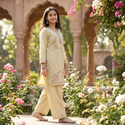 2-Piece Suit The Spring Blossom Beige Embroidered