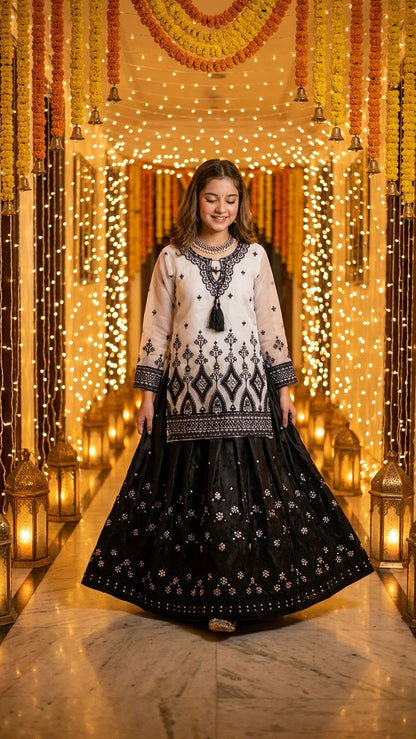 Zainab - Monotone Elegance Embroidered Lehenga Set