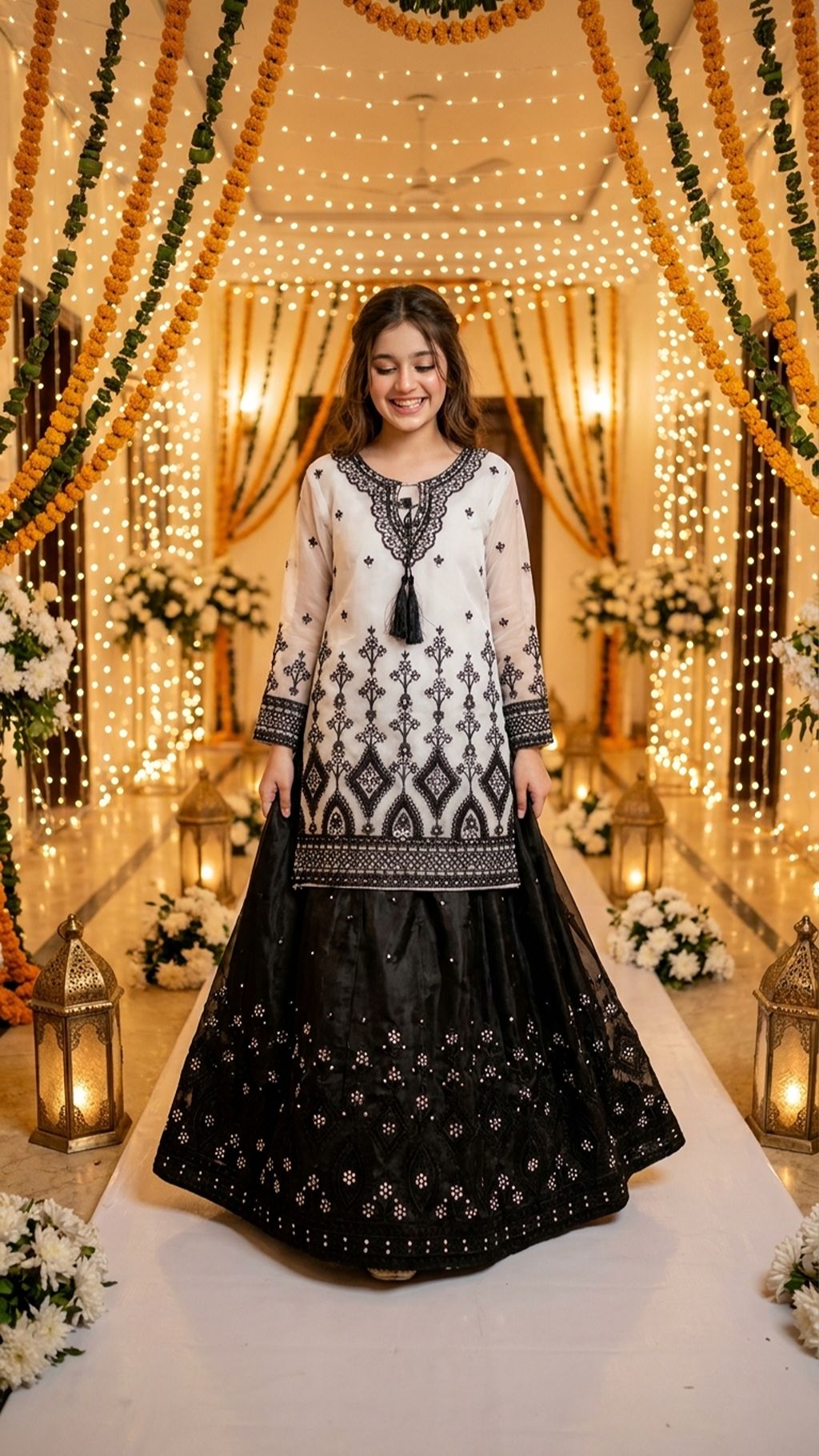 Zainab - Monotone Elegance Embroidered Lehenga Set