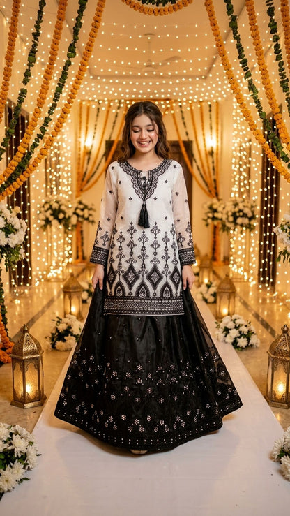 Zainab - Monotone Elegance Embroidered Lehenga Set