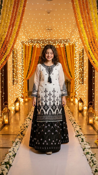 Zainab - Monotone Elegance Embroidered Lehenga Set