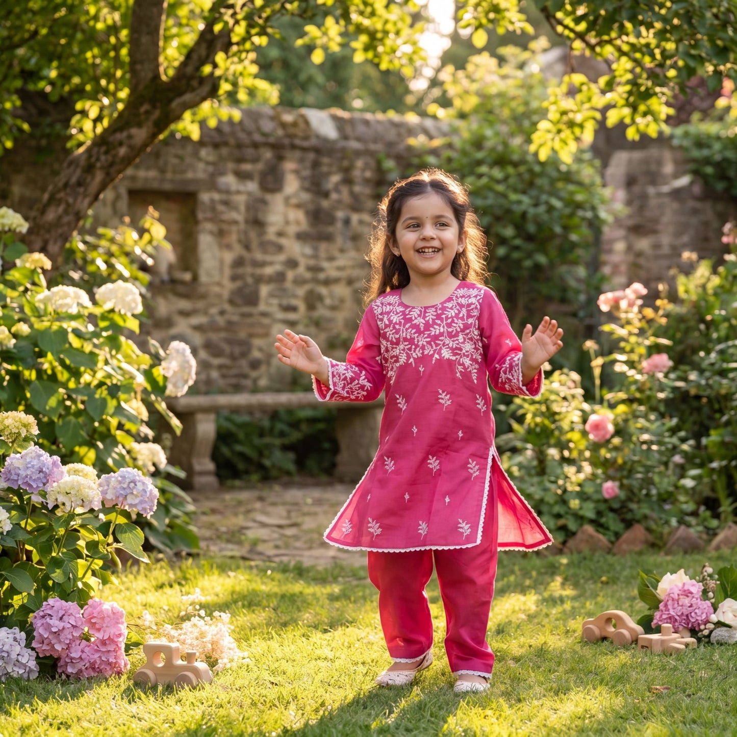 MIRAH –2 Piece Suit Luxury Embroidered Magenta Lawn Set
