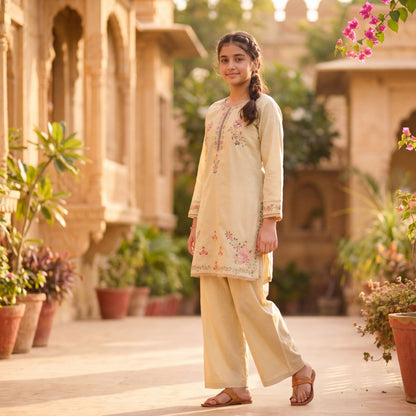 2-Piece Suit The Spring Blossom Beige Embroidered
