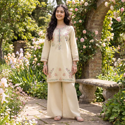 2-Piece Suit The Spring Blossom Beige Embroidered