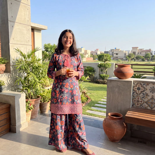 INAYA –2 Piece  Premium Printed & Embroidered Floral Lawn Set