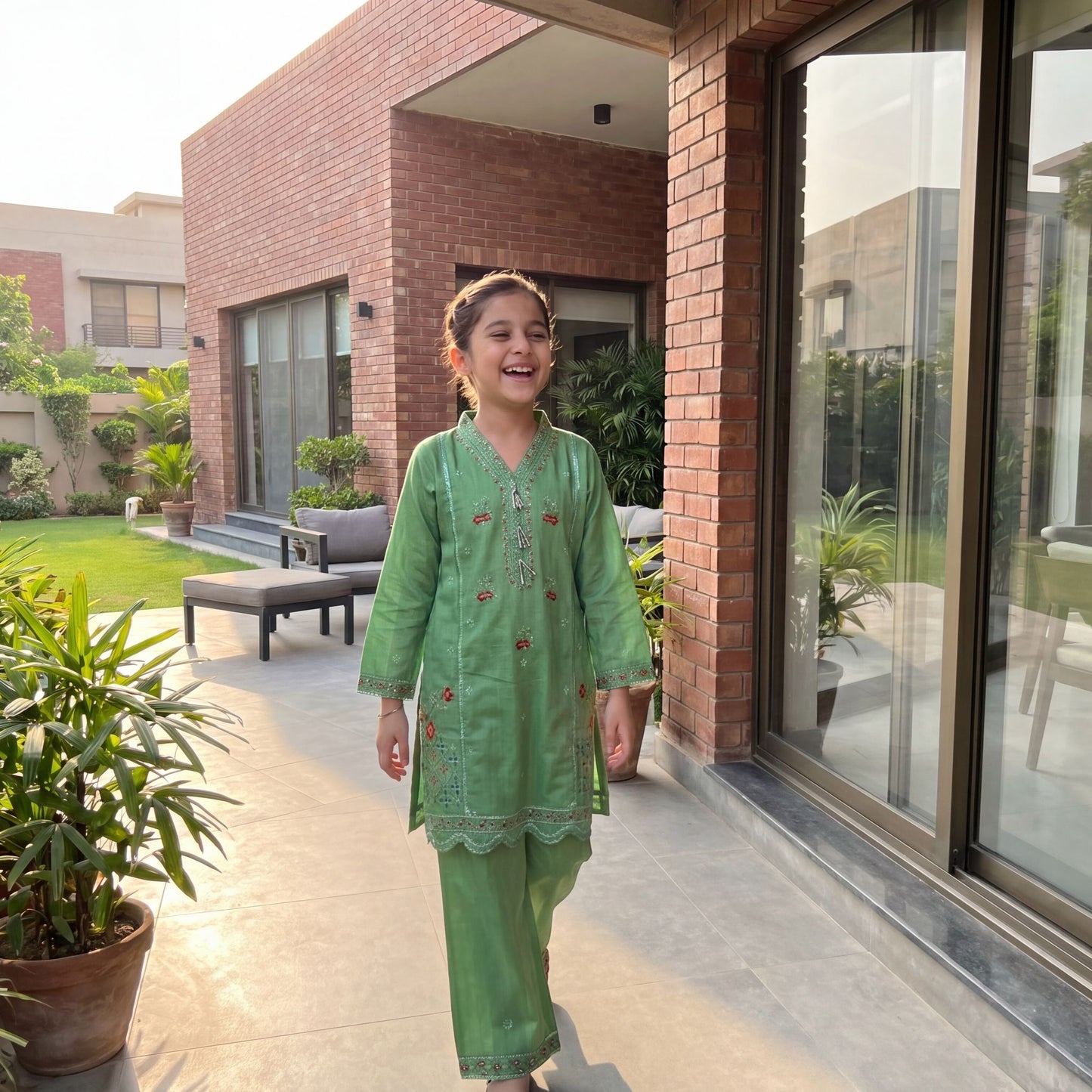 ZAYNAH –2 Piece Premium Embroidered Lime Lawn Set