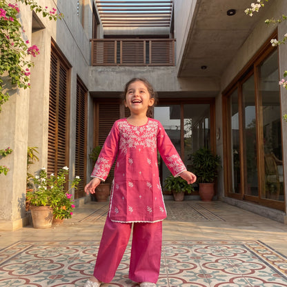MIRAH –2 Piece Suit Luxury Embroidered Magenta Lawn Set