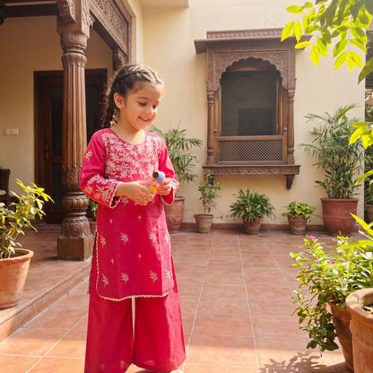 MIRAH –2 Piece Suit Luxury Embroidered Magenta Lawn Set