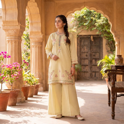 2-Piece Suit The Spring Blossom Beige Embroidered